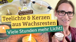 DIY Teelicht  Kerzen aus Wachsresten ganz einfach selber machen Viele Stunden mehr Kerzenlicht [upl. by Coretta]