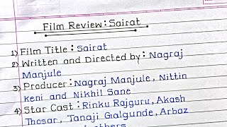 Film Review Writing Sairat in English Sairat film review writing class 12th film review writing [upl. by Marilyn]