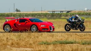 Kawasaki H2R vs Bugatti Veyron Supercar  12 Mile Airstrip Race 2 [upl. by Milissa993]