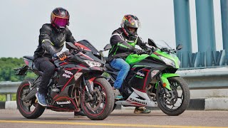 Ninja 300 Vs Zx25R  Drag Race [upl. by Kieryt]