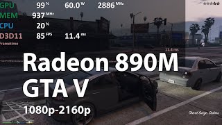 AMD Radeon 890M GTA V Gaming Performance Gameplay Benchmark Test [upl. by Ainitsirc]