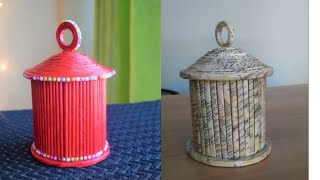 Newspaper Jar Newspaper craft ideas  best out of waste  parul pawar [upl. by Artina489]