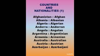 Countries and Nationalities Part 1 [upl. by Raybin]