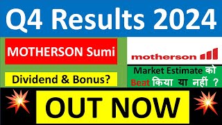 MOTHERSON SUMI Q4 results 2024  MOTHERSON results today  MOTHERSON SUMI Share News  MOTHERSON [upl. by Syhr]