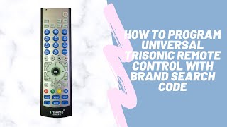 How to Program Trisonic Universal Remote Control with Auto Search Code Step by Step [upl. by Lizette]