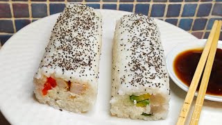 Sushi Sanó sin alga y con arroz normalSushi sano senza alghe e con riso normale [upl. by Alliuqal]