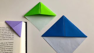 Origami Lesezeichen basteln  How to make a easy bookmark corner [upl. by Edorej]