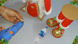 Low cost Easy Santa making idea from waste plastic bottle  DIY Christmas craft idea🎄206 [upl. by Iramat]