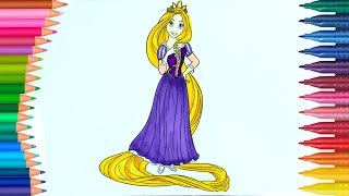 Prenses Rapunzel  Boyama kitabı  Boyama videoları  Boyamalar [upl. by Ivanah]