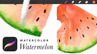 Watercolor Tutorial for Procreate \\ Watermelon Slice [upl. by Genie]