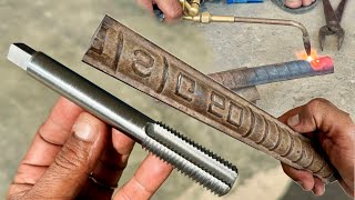 A Thread drill tool made of steel iron shaft drill developed by own skill  Thread tap making skills [upl. by Auqcinahs]