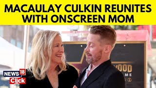 Macaulay Culkin Wipes Reunites With Home Alone Mom Catherine OHara at Walk of Fame Ceremony  N18V [upl. by Staffan757]