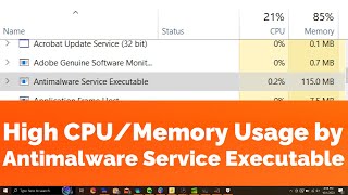 High CPU or Memory Usage by Antimalware Service Executable in Windows 10 amp 11 Two Solutions [upl. by Atnauq206]