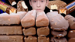 ASMR Chocolate Candy Ice Cream Snickers Twix Crunch Bar Dove Klondike Heath [upl. by Eserehs497]