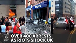 UK riots 400 arrested amid farright violence and clashes with police [upl. by Olnton]