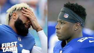 Odell Beckham Jr or Saquon Barkley Who is better fit to lead the Giants  First Take [upl. by Tenay]