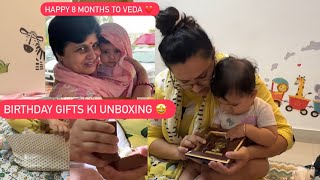 BIRTHDAY GIFTS KI UNBOXING 🎁  HAPPY 8 MONTHS TO VEDA ❤️ ROHINIDILAIK [upl. by Sorgalim]