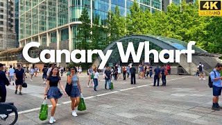 Summer walk in Canary wharf London 4K [upl. by Fleeman]