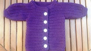 Babyjacke häkeln  Anleitung Strickjacke  Teil 2 rechtes Vorderteil mit Untertitel by BerlinCrochet [upl. by Cesaria]