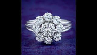 Antique Art Deco French Diamond Daisy Cluster Ring 14ct Total [upl. by Minni]