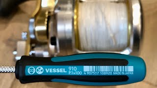 JIS Vessel Screwdriver tool for Shimano Talica reel repairs [upl. by Anwahsed959]