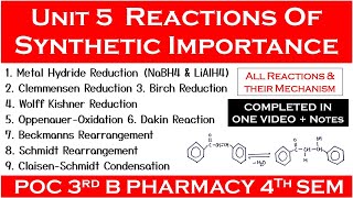 Unit 5 Reactions of synthetic importance complete  pharmaceutical organic chemistry 4th semester [upl. by Meri995]