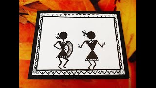 How to draw Warli Art very easy in just 4 minutes Get Knowledge Bites Along [upl. by Eniger]