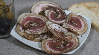 Lexpat cuisine la Pancetta aux herbes  Charcuterie maison [upl. by Esidnac279]