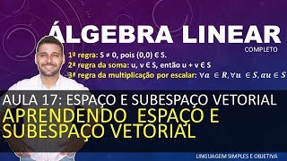 ÁLGEBRA LINEAR  Aula 17  Espaço e Sub Vetorial parte 1  Aprendendo Espaço e Subespaço Vetorial [upl. by Rebak]