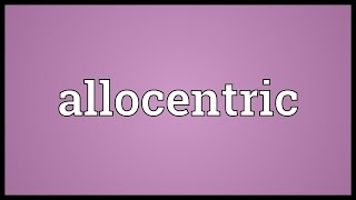 Allocentric Meaning [upl. by Eemia]