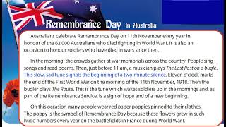 Remembrance Day in Australia Text Excel 9 Module 6f [upl. by Nirhtak453]