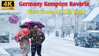 First Snow Fall of The Year Kempten Germany🇩🇪 Walking Tour in the Nighteurope by walking [upl. by Eadwina]