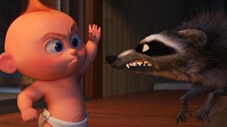 Incredibles 2 Fight Scene in Full JackJack vs Raccoon Exclusive [upl. by Ainahtan]