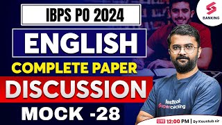 English Complete Mock Test  IBPS Pre English Mock Paper  28 IBPS  SBI PO 2024  By Kaustubh Sir [upl. by Atiuqahs]