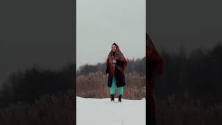 Evelina does stretching in the snow on the shore of the lake stretching [upl. by Illona]