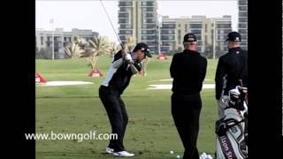 Padraig Harrington practicing on the range with Pete Cowen [upl. by Eniamat]