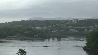 Menai Bridge viewed from Brittania Bridge in Anglesey Wales UK 52223 [upl. by Kilian175]