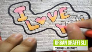 como dibujar graffitis de amor how to draw i love you como desenhar i love you [upl. by Wager467]