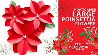 DIY How To Make Paper Poinsettia Flowers  No Cricut Necessary diy paperflower papercraft [upl. by Gildus]