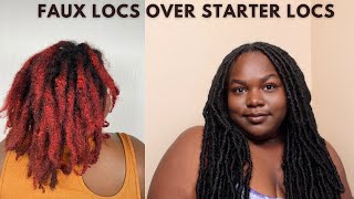 FAUX LOCS OVER STARTER LOCS  CROCHET LOCS OVER REAL LOCS  NO RETWIST LOC STYLE [upl. by Hairym112]