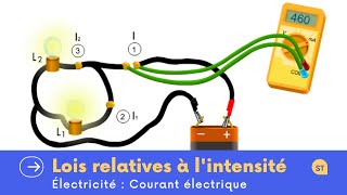 3 Lois relatives à lintensité  Loi dunicité de lintensité du courant  Loi des nœuds Animation [upl. by Anehs226]