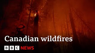 Canadian wildfires Yellowknife evacuates 20000 people  BBC News [upl. by Sitoeht760]