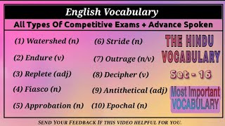 English Vocabulary Set  16  Advance Spoken amp All Types Of Competitive Exams  vocabstock786 [upl. by Severen771]