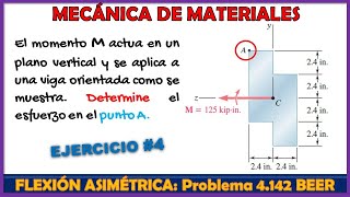 CÍRCULO DE MOHR EN FLEXIÓN ASIMÉTRICA MOMENTOS DE INERCIA PRINCIPALES  Problema 4142 BEER 8va Ed [upl. by Drhacir]