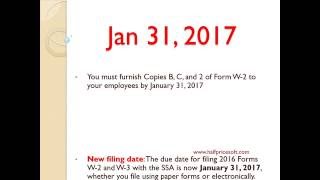 W2 Tax Form Filing Deadline in 2017 [upl. by Capone]