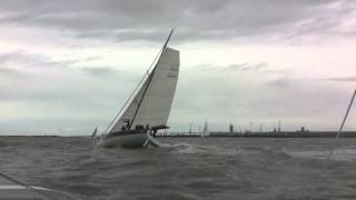 Trimaran Dragonfly 32 overtaking a fast 50 monohull [upl. by Knobloch]