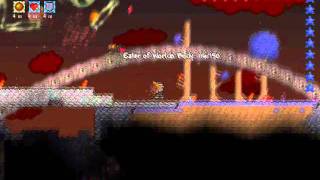 Terraria  Triple Boss Fight during unexpected Blood Moon [upl. by Haliehs280]