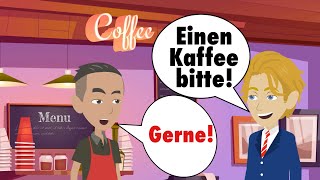 Learn German  Ordering a coffee  Dialogue in German with subtitles [upl. by Innad]