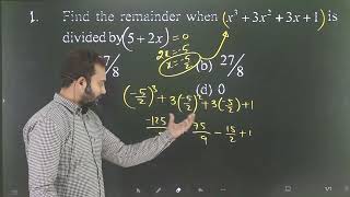 Q1 Polynomial for 102 AMU and Jamia l Find the remainder when x3  3x2 3x  1is divided by x  1 [upl. by Yahiya]