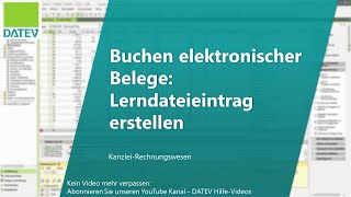 Buchen elektronischer Belege Lerndateieintrag erstellen [upl. by Erbua]